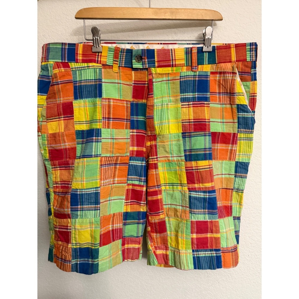 Loudmouth Golf Mens 42 Patchwork Plaid Shorts Cotton Flat Front 11" Inseam
